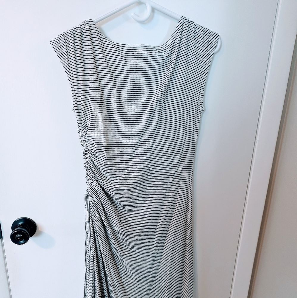 Max Studio Gray Ruched Asymmetrical Sheath Dress